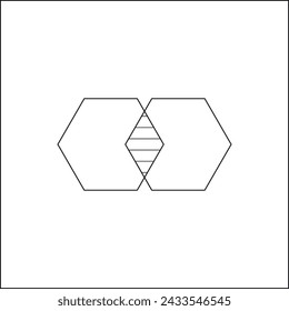 Icono de fusión lineal.Signo abstracto de dos polígonos combinados .Emblema de negocios con dos polígonos para marca. Logotipo de la etiqueta de identificación de la marca comercial. Ilustración de vector