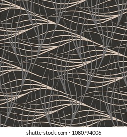 linear mesh pattern, leaves, mosaic, seamless vector background.