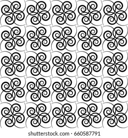 Linear mesh pattern, spiral, netting, seamless vector background.