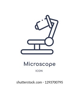 Linear microscope icon from Education outline collection. Thin line microscope icon vector isolated on white background. microscope trendy illustration