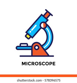 Linear MICROSCOPE icon for education. Pictogram in outline style. Vector modern flat design element for mobile application and web design 