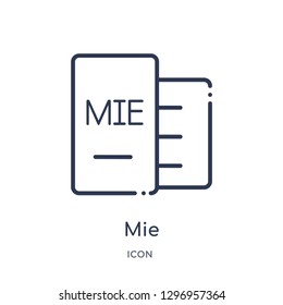 Linear mie icon from Education outline collection. Thin line mie icon isolated on white background. mie trendy illustration
