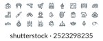 linear military icon pack. vector thin line rocket, parachute, gun, bullet, soldier, backpack, weapon, bomb icons suitable for apps and websites ui designs