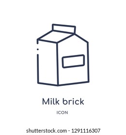 Linear milk brick icon from Bistro and restaurant outline collection. Thin line milk brick vector isolated on white background. milk brick trendy illustration