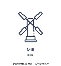 Linear mill icon from Desert outline collection. Thin line mill icon vector isolated on white background. mill trendy illustration