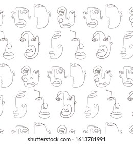 linear minimal face, single human portrait in trendy style, cubism simple art