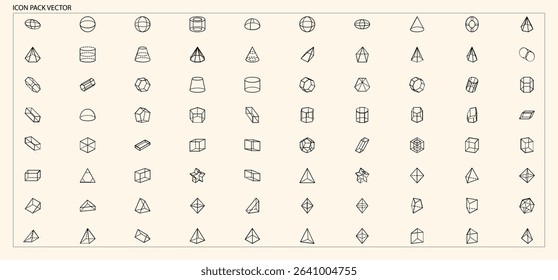 Linear Minimalist Geometric Shapes and Abstract Forms Icons for Modern Design