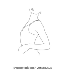  La Mano Del Vector Artístico Mínimalista Lineal De La Mujer Dibuja Ilustración Del Hermoso Cuerpo De La Mujer. Idea De Diseño Para Tatuaje, Tarjeta, Cartel, Logo. 
