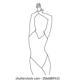 Figura femenina lineal minimalista. Vector Hand Dibujó Ilustración Del Hermoso Cuerpo De La Mujer. Idea De Diseño Para Tatuaje, Tarjeta, Cartel, Logo. 
