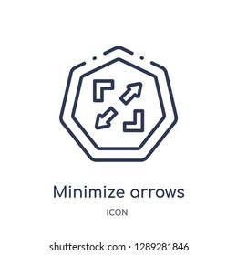 Linear minimize arrows icon from Arrows outline collection. Thin line minimize arrows vector isolated on white background. minimize arrows trendy illustration