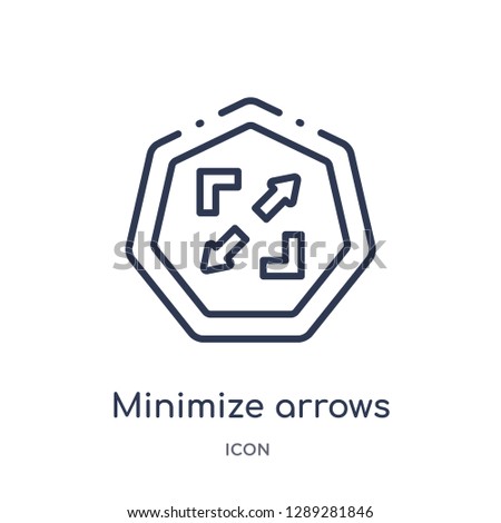 Linear minimize arrows icon from Arrows outline collection. Thin line minimize arrows vector isolated on white background. minimize arrows trendy illustration