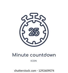 Linear minute countdown icon from Electronic stuff fill outline collection. Thin line minute countdown icon vector isolated on white background. minute countdown trendy illustration