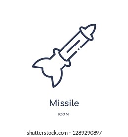 Linear missile icon from Army and war outline collection. Thin line missile vector isolated on white background. missile trendy illustration