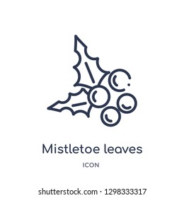 Linear mistletoe leaves icon from General outline collection. Thin line mistletoe leaves icon isolated on white background. mistletoe leaves trendy illustration