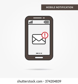 Linear mobile mail notification. Flat web mail notice. Mail message symbol. Creative concept phone mail graphic design banner. Mail inbox app icon. Vector mail notice sign. Mobile online messaging.

