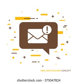 Linear mobile mail notification. Flat web mail notice. Mail message speech cloud symbol. Creative concept phone mail graphic design banner. Mail inbox app icon. Vector mail notice sign illustration.
