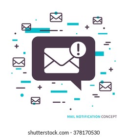 Linear mobile mail notification. Flat web mail notice. Mail message speech cloud symbol. Creative concept phone mail graphic design banner. Mail inbox app icon. Vector mail notice sign illustration.
