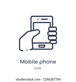 Linear mobile phone icon from Customer service outline collection. Thin line mobile phone icon vector isolated on white background. mobile phone trendy illustration