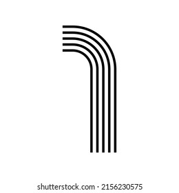Linear modern logo of the numeral 1. Number in form of line stripe. Alphabet number character and number linear abstract design. logo, corporate identity, app, creative poster and more.