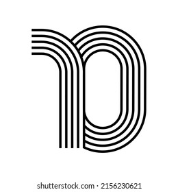 Linear modern logo of the numeral 10. Number in form of line stripe. Alphabet number character and number linear abstract design. logo, corporate identity, app, creative poster and more.