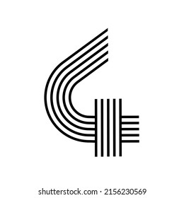 Logo lineal moderno del número 4. Número en forma de franja de línea. Carácter de número de alfabeto y diseño abstracto numérico numérico. logo, identidad corporativa, aplicación, afiche creativo y más.