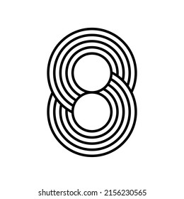 Logo lineal moderno del número 8. Número en forma de franja de línea. Carácter de número de alfabeto y diseño abstracto numérico numérico. logo, identidad corporativa, aplicación, afiche creativo y más.