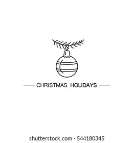 Linear modern logotype with Christmas ball made in vector. Easy to use business template.