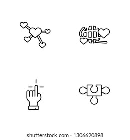 Linear Molecule, Hand, World, Puzzle Vector Illustration Of 4 outline Icons. Editable Pack Of Molecule, Hand, World, Puzzle