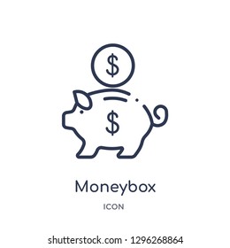 Linear moneybox icon from Ecommerce and payment outline collection. Thin line moneybox icon vector isolated on white background. moneybox trendy illustration