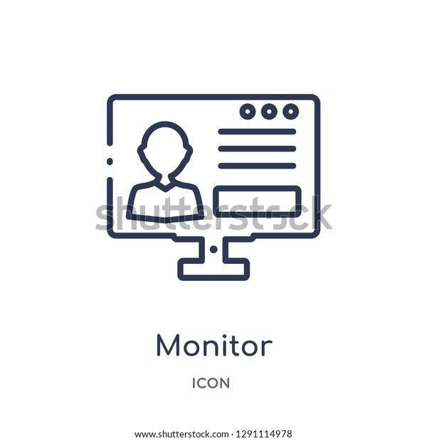 Linear monitor icon from Blogger and\
influencer outline collection. Thin line monitor vector isolated on\
white background. monitor trendy\
illustration