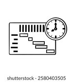 linear monochrome icon table schedule stopwatch flight timer vector simple