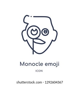 Linear monocle emoji icon from Emoji outline collection. Thin line monocle emoji icon vector isolated on white background. monocle emoji trendy illustration