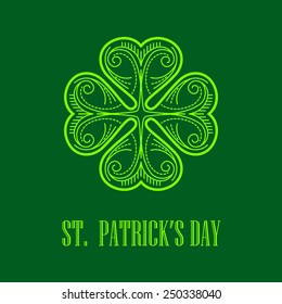 Linear monogram Saint Patrick's Day. Vector illustration.