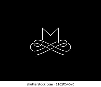 Linear monogram vector symbol logo. Premium letter M logotype.