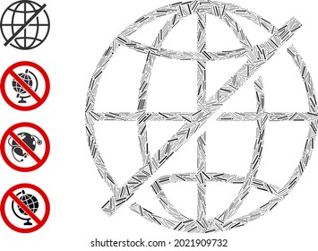 Lineares Mosaik nicht globales Symbol vereint aus dünnen Elementen in verschiedenen Größen und Farbtönen. Zeilenelemente sind in abstrakte Vektorgrafik und nicht in globale Symbole vereint. Bonussymbole werden platziert.