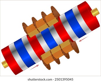 Linearmotor - Elektroinduktionsmotoren, die Bewegung in einer geraden Linie statt Rotation erzeugen. (drei Phasen)