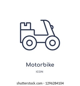 Linear motorbike icon from Delivery and logistic outline collection. Thin line motorbike icon vector isolated on white background. motorbike trendy illustration