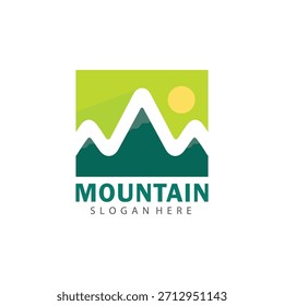 Logotipo de dibujo lineal de montaña para Fotografía de Naturaleza, clubes de senderismo y agencias de viajes