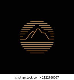 Linear mountain emblem design template. Vector illustration EPS.8 EPS.10