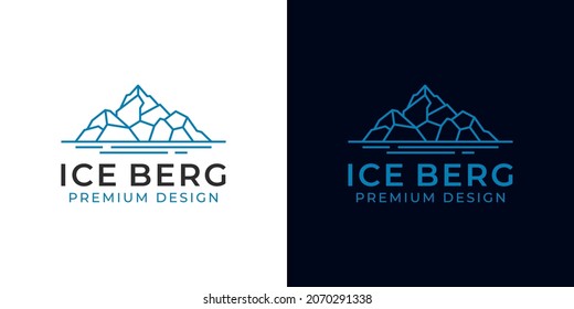 linear mountain iceberg logo. geometric ice peak Floating ice mountain with simple line art style