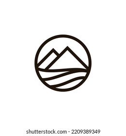 linear mountain logo design. Vector illustration landscape mountain. modern adventure logo design vector icon template
