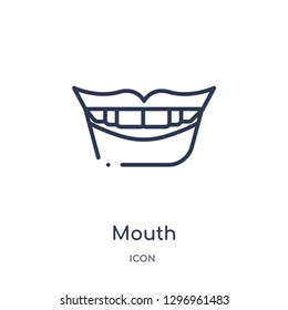 Linear mouth icon from Dentist outline collection. Thin line mouth icon isolated on white background. mouth trendy illustration