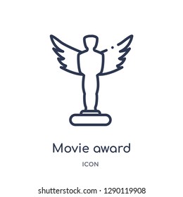 Linear movie award icon from Cinema outline collection. Thin line movie award vector isolated on white background. movie award trendy illustration