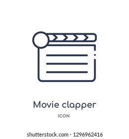 Linear movie clapper icon from Cinema outline collection. Thin line movie clapper icon isolated on white background. movie clapper trendy illustration