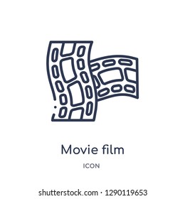 Linear movie film icon from Cinema outline collection. Thin line movie film vector isolated on white background. movie film trendy illustration