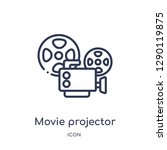 Linear movie projector front view icon from Cinema outline collection. Thin line movie projector front view vector isolated on white background. movie projector front view trendy illustration