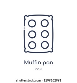 Linear muffin pan icon from Kitchen outline collection. Thin line muffin pan icon isolated on white background. muffin pan trendy illustration