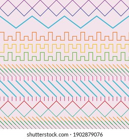 Linear multicolored seamless pattern in vector