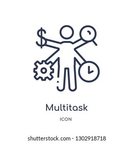 Linear multitask icon from Human resources outline collection. Thin line multitask icon isolated on white background. multitask trendy illustration