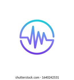 Linear music logo. Simple rhythm icon sign vector design.